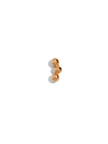 Three Ball Curve Rose Gold Threaded Single Stud Earring