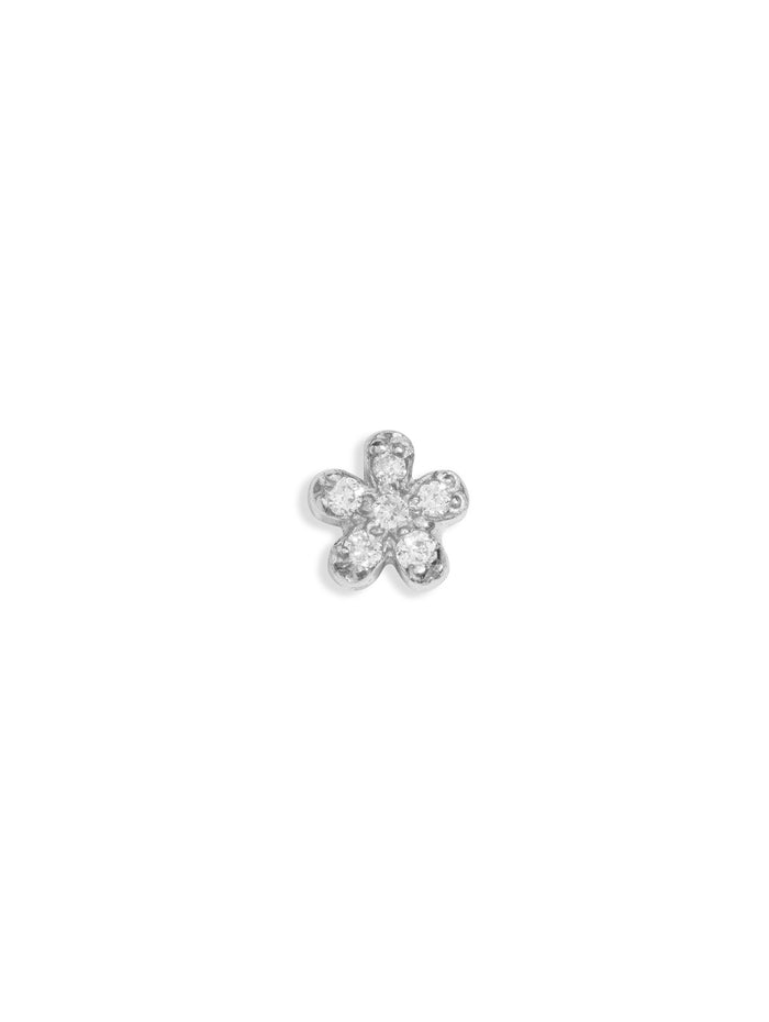 Pavé Teeny Flower Motif White Gold Stud