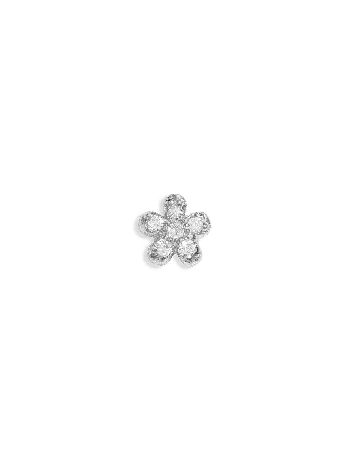 Pavé Teeny Flower Motif White Gold Stud