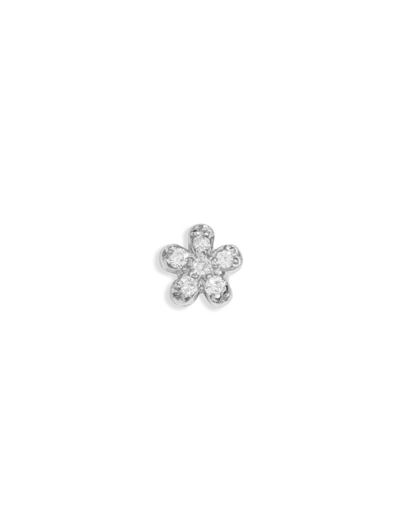 Pavé Teeny Flower Motif White Gold Stud