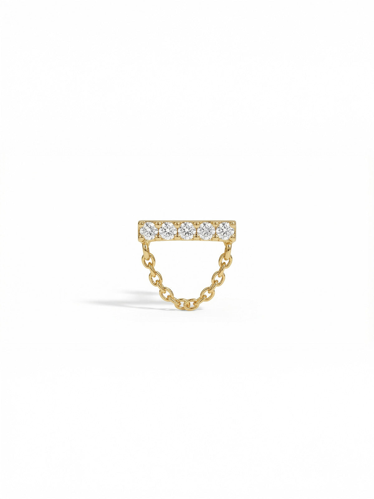 5 Lab-Grown Diamond Bar with Chain Drape Yellow Gold Stud