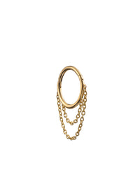 8.5mm Yellow Gold Clicker Hoop with Double Chain Drape