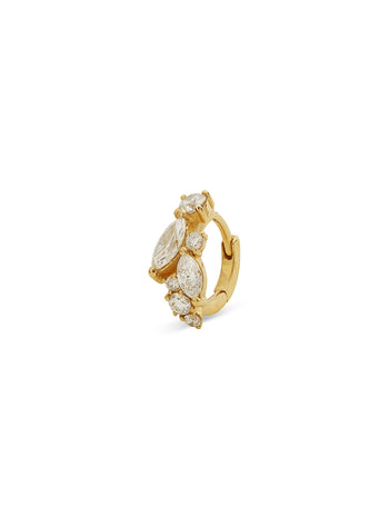 6.5mm Diamond Cluster Yellow Gold Hoop