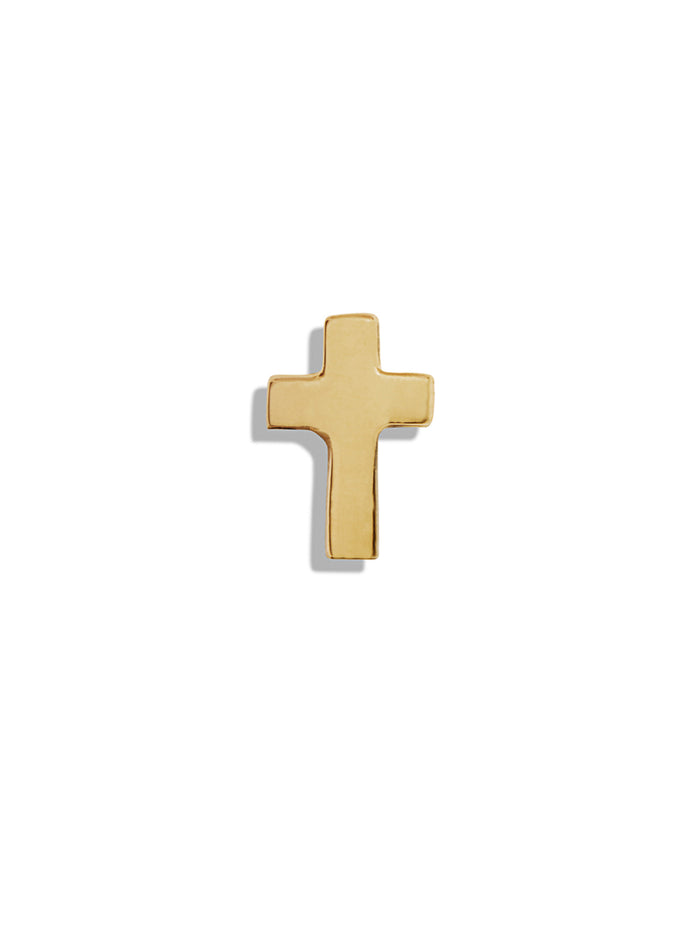 Cross Motif Yellow Gold Stud