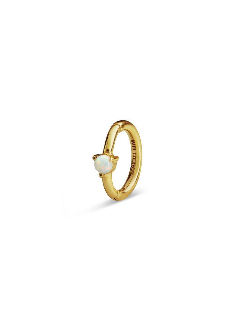 6.5mm Opal Yellow Gold Single Clicker Hoop