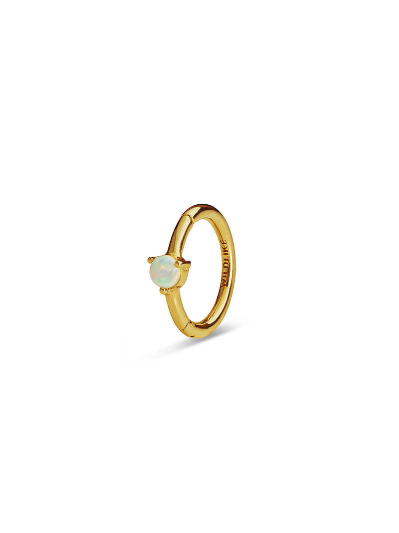 8mm Opal Yellow Gold Single Clicker Hoop