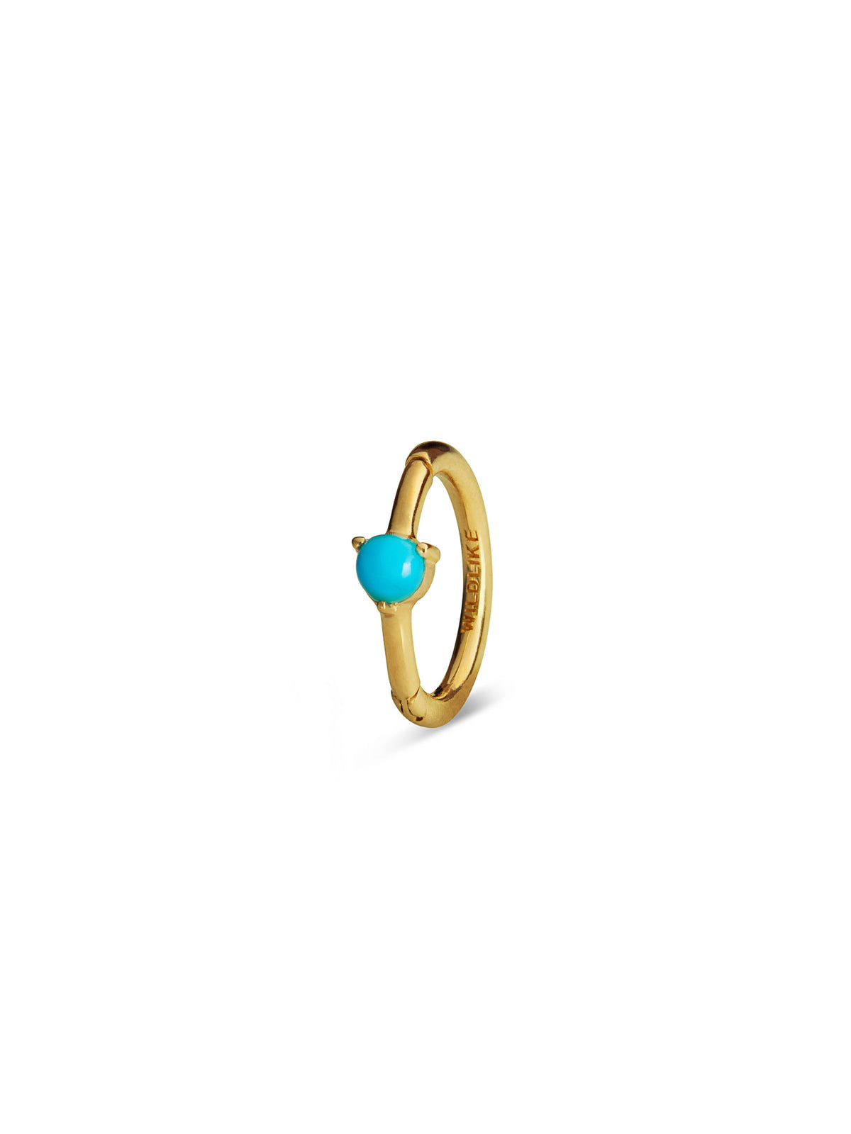 8mm Turquoise Yellow Gold Single Clicker Hoop