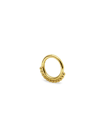 Beaded Yellow Gold Cartilage Hinge Clicker Hoop