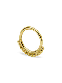 Beaded Yellow Gold Cartilage Hinge Clicker Hoop