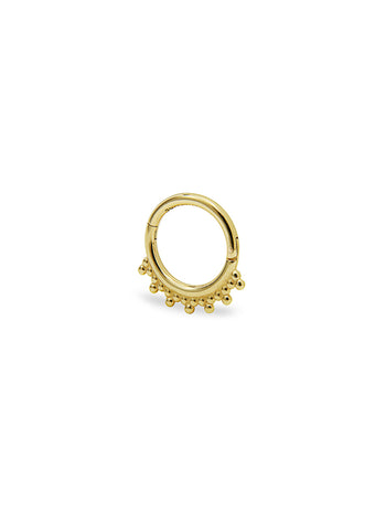 Tri-Bead Yellow Gold Cartilage Hinge Clicker Hoop