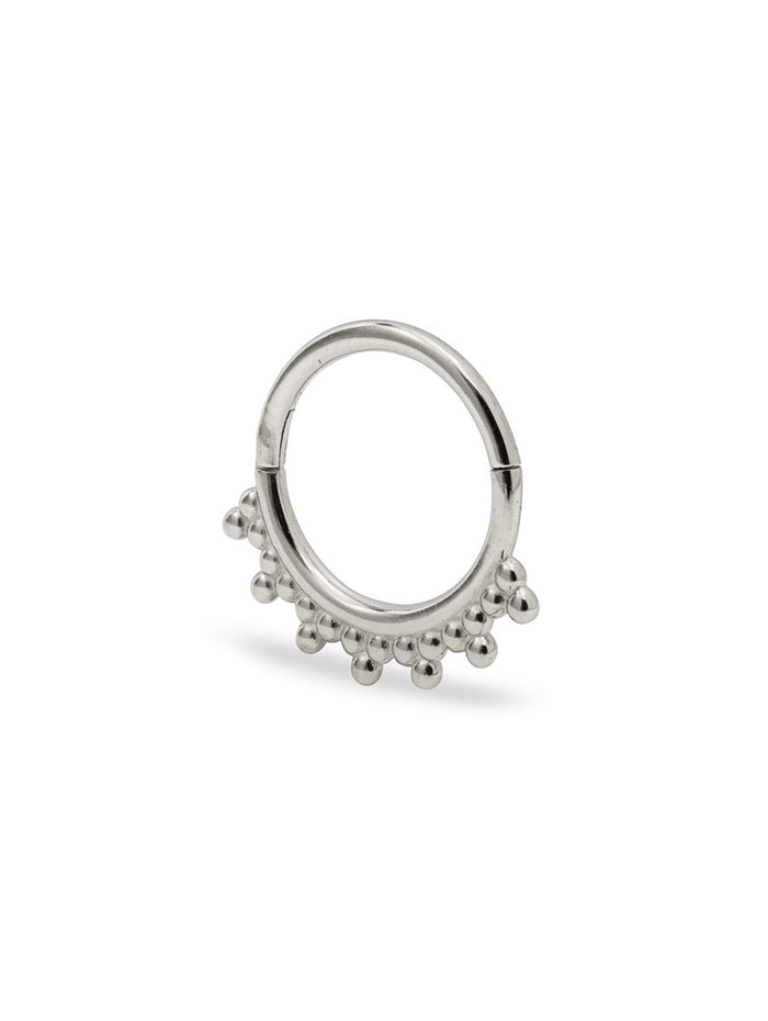 Tri-Bead White Gold Cartilage Hinge Clicker Hoop