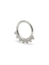 Tri-Bead White Gold Cartilage Hinge Clicker Hoop