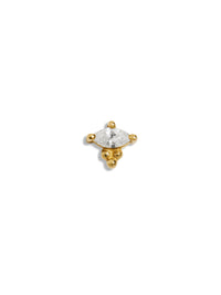 Diamond Marquise Tri-Bead Yellow Gold Single Earring