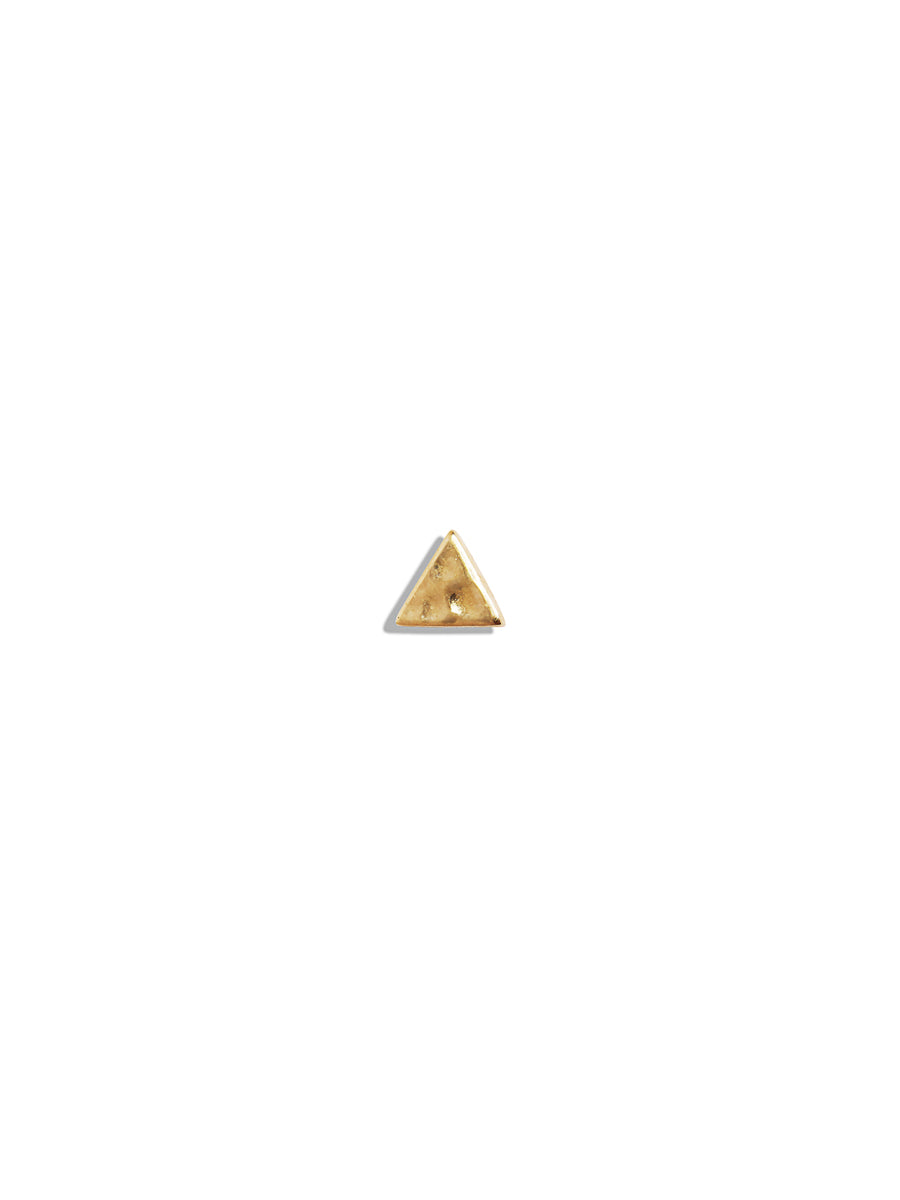 Hammered Triangle Yellow Gold Stud