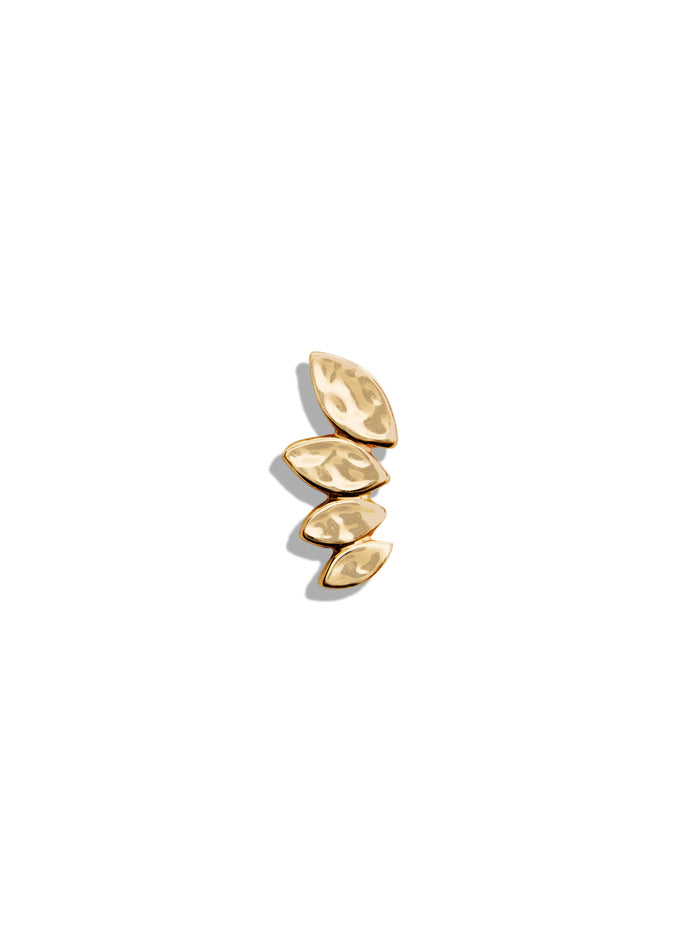 4 Graduated Hammered Marquise Yellow Gold Stud