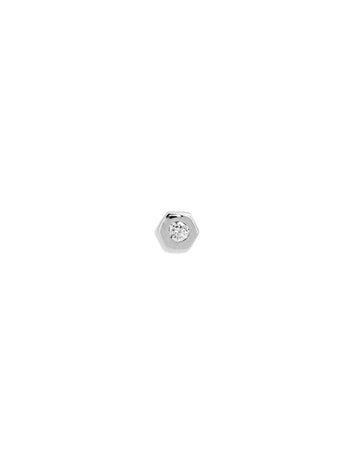 Diamond Bolt White Gold Threadless Single Stud Earring