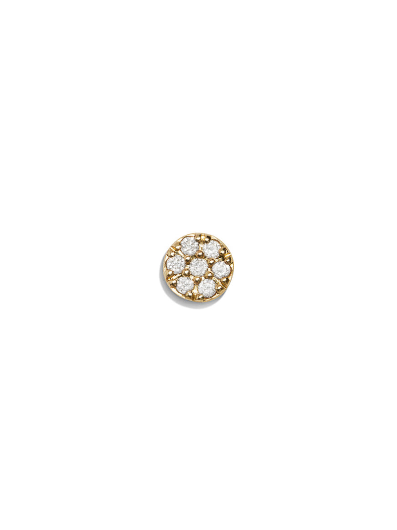 Pavé Circle Motif Yellow Gold Stud