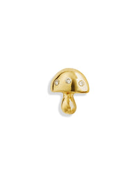 Diamond Mushroom Yellow Gold Single Stud