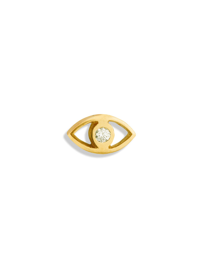 Diamond Evil Eye Yellow Gold Stud