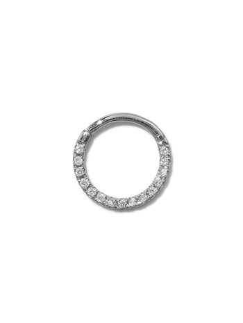 Diamond Front White Gold Hinge Clicker Hoop