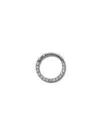 Diamond Front White Gold Hinge Clicker Hoop