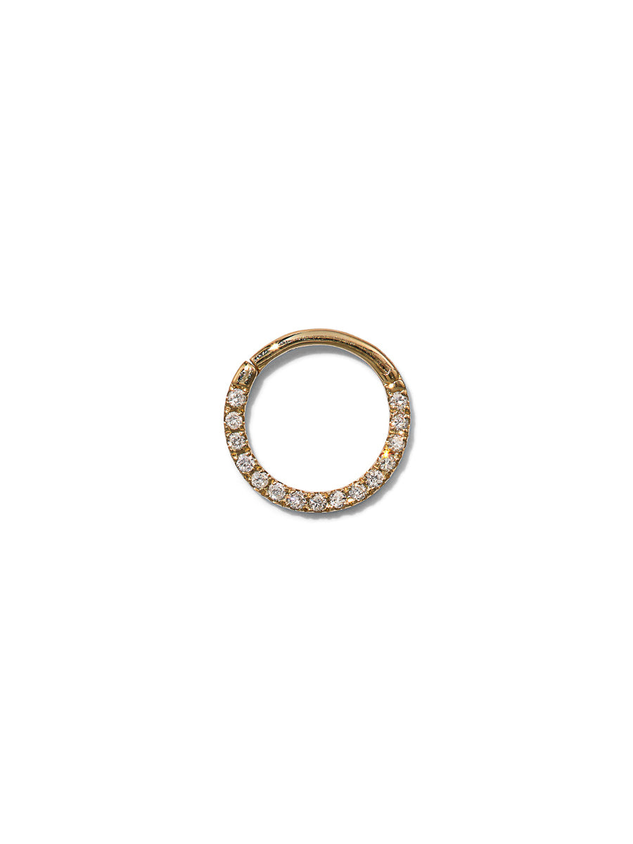 Diamond Front Yellow Gold Hinge Clicker Hoop