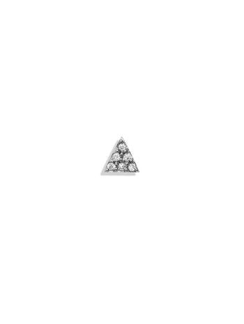 Tiny Pavé Triangle Motif White Gold Single Stud Earring