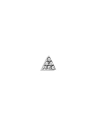 Tiny Pavé Triangle Motif White Gold Single Stud Earring