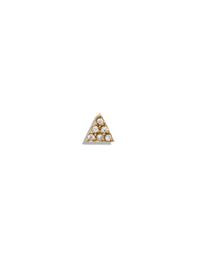 Pavé Triangle Motif Yellow Gold Single Stud Earring