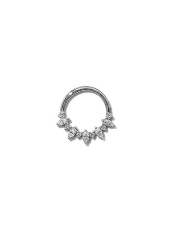 Marquise & Round Diamond Front White Gold Hinge Clicker Hoop