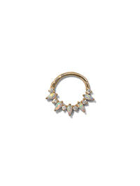 Opal Marquise & Round Diamond Front Yellow Gold Hinge Clicker Hoop