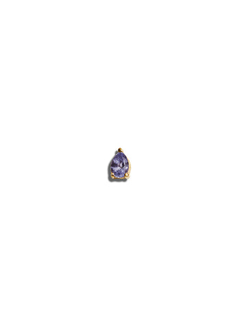 Tanzanite Pear Yellow Gold Stud