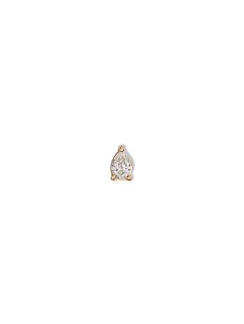 Pear Diamond Yellow Gold Single Stud