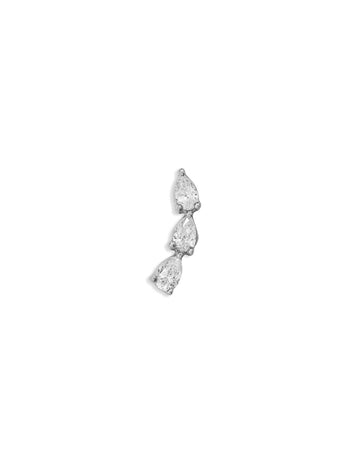 3 Pear Diamond Curve White Gold Single Stud