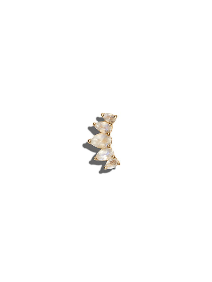 5 Pear Moonstone Curve Yellow Gold Single Stud