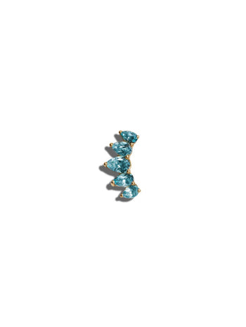 5 Pear Swiss Blue Topaz Curve Yellow Gold Single Stud