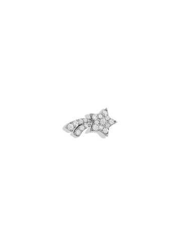 Diamond Shooting Star White Gold Single Stud