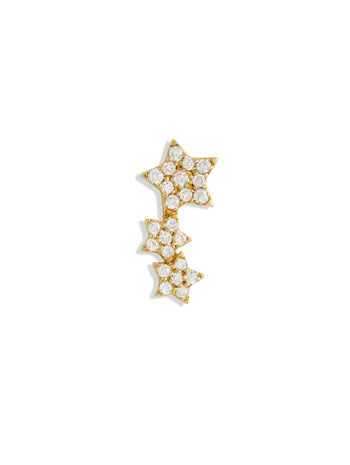 Diamond Star Trio Yellow Gold Single Stud