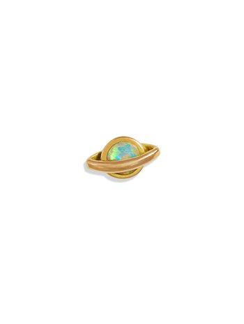 Opal Saturn Yellow Gold Stud