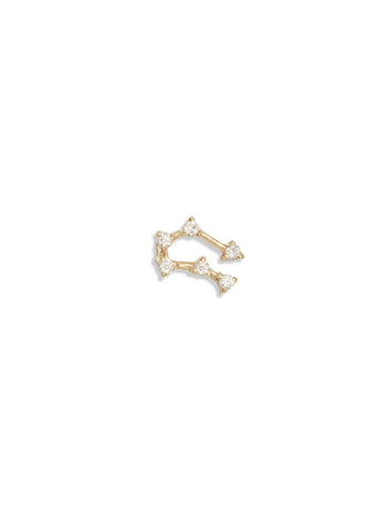 Gemini Constellation Yellow Gold Stud