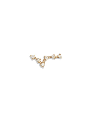 Pisces Constellation Yellow Gold Stud