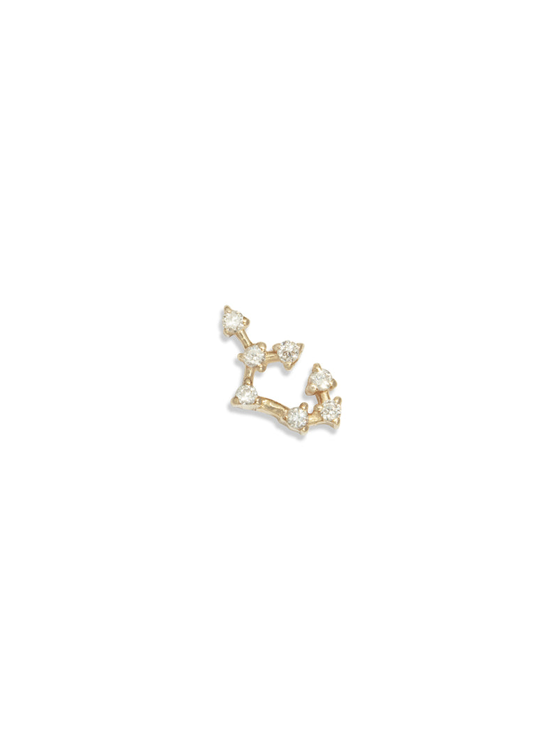 Sagittarius Constellation Yellow Gold Stud