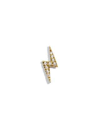 Pavé Lightning Bolt Motif Yellow Gold Stud