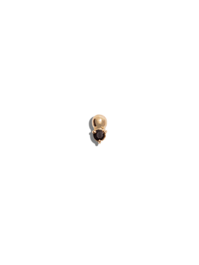 Black Onyx Solitaire + Bead Yellow Gold Stud