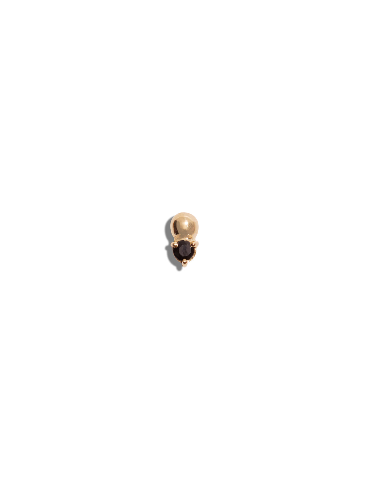 Black Onyx Solitaire + Bead Yellow Gold Stud