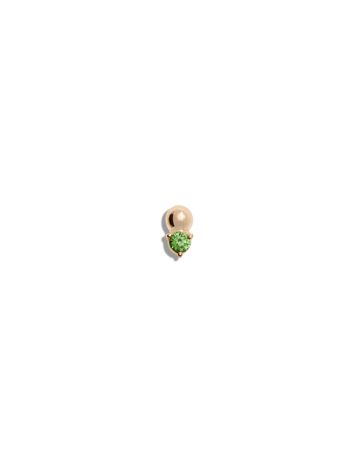 Tsavorite Solitaire + Bead Yellow Gold Stud