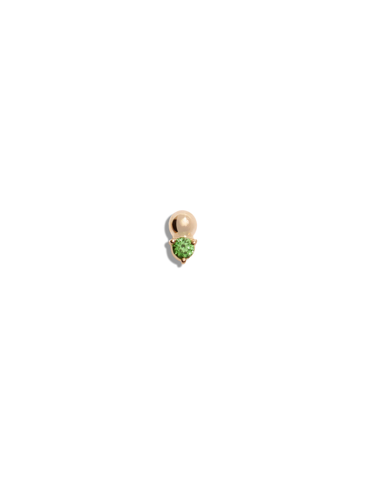 Tsavorite Solitaire + Bead Yellow Gold Stud