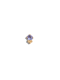 Tanzanite Round Tri-Bead Yellow Gold Stud
