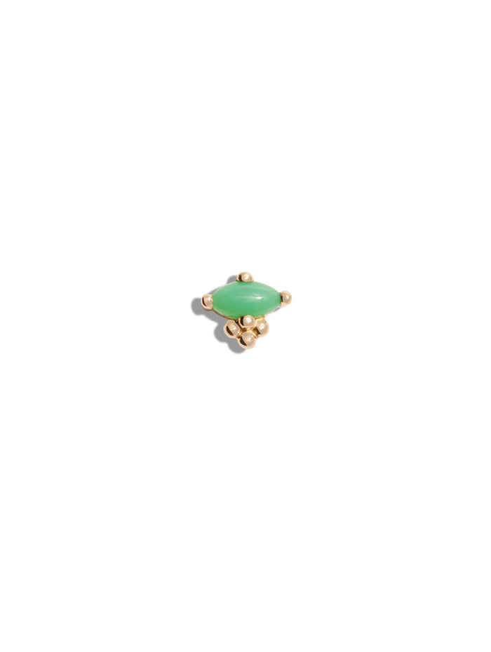 Chrysoprase Marquise Tri-Bead Yellow Gold Stud