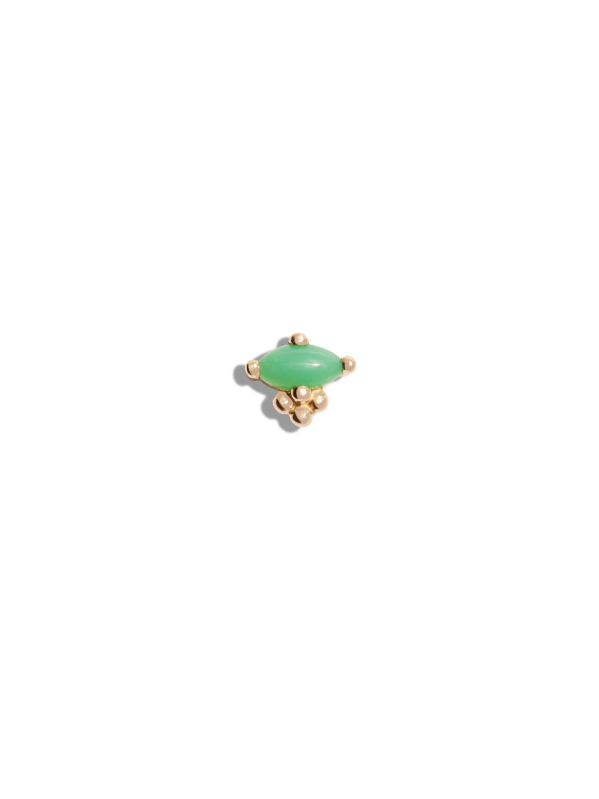 Chrysoprase Marquise Tri-Bead Yellow Gold Stud